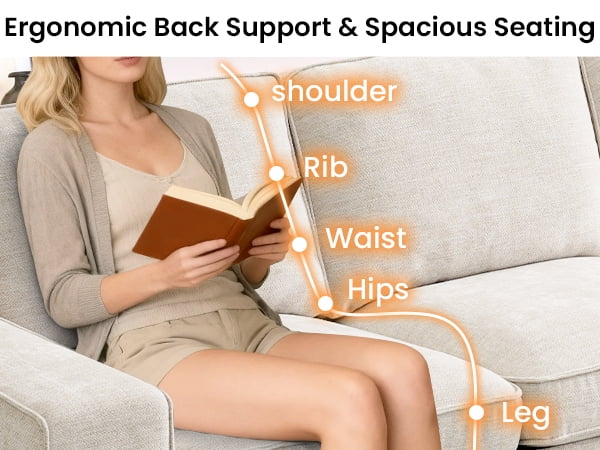 100" Comfy Sofa with Adjustable Headrest for Living Room Couches for small Apartment Furniture