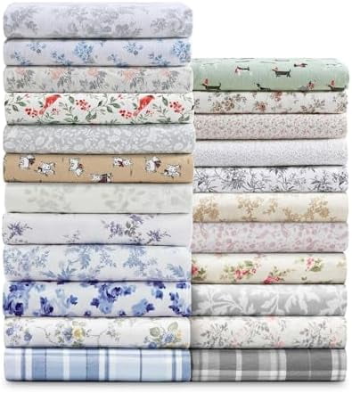 - Flannel Sheets Queen Size, Anti-Pilling & Wrinkle Resistant Cotton, Touchably Soft for All-Season Comfort - Bed Sheets with Matching Pillowcases & Fitted Sheet (Mulholland Plaid Blue)