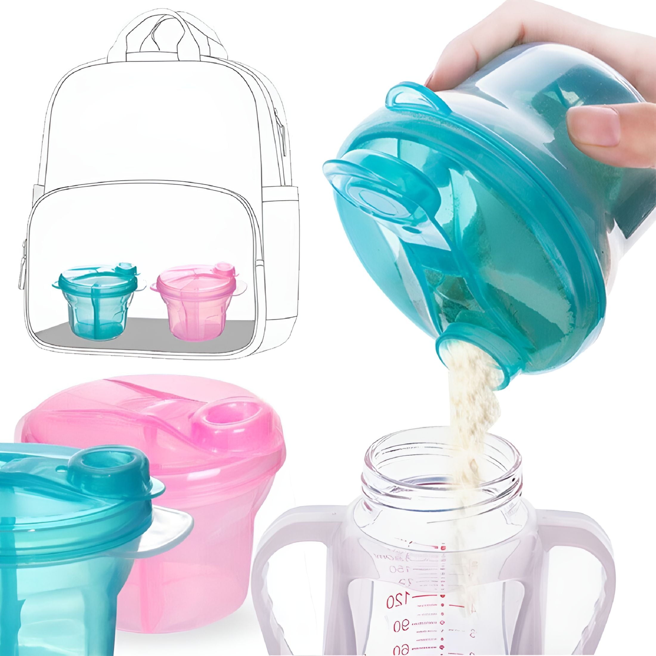 ACDANC 3 Doses Formula Container of Baby Milk Powder Dispenser Hot Pot Storage