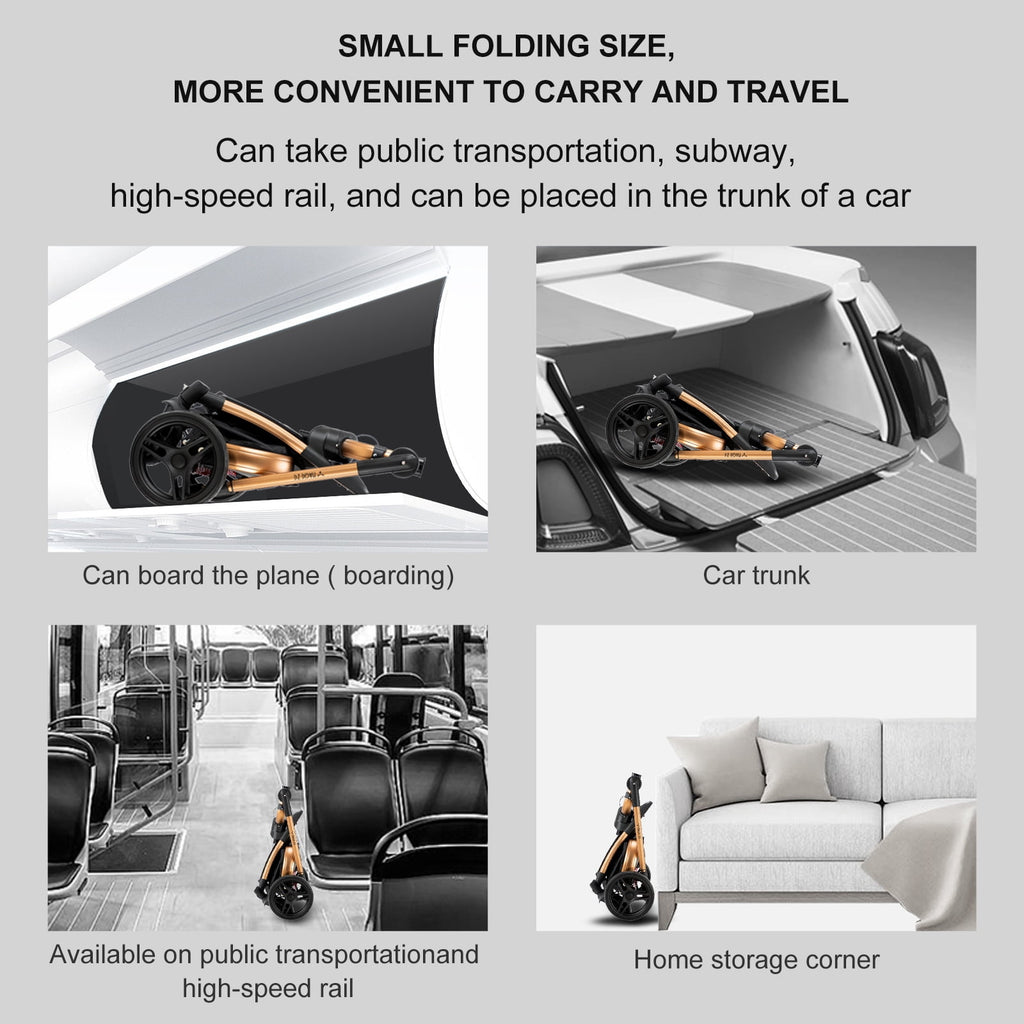 2 in 1 Convertible Baby Stroller ,Reversible Travel Stroller with Foldable Carriage,  Removable Bassinet Pram for Newborns,Infant,Unisex,BLACK