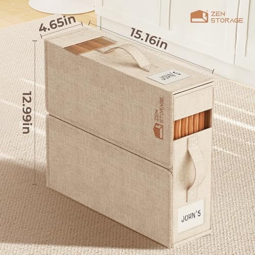 4Pack Sheet Organizers for Linen Closet - King/Queen Size Bedding Storage Boxes with Clear Window, Foldable & Dustproof Linen Organizer for Blankets & Sheet Sets,Grey