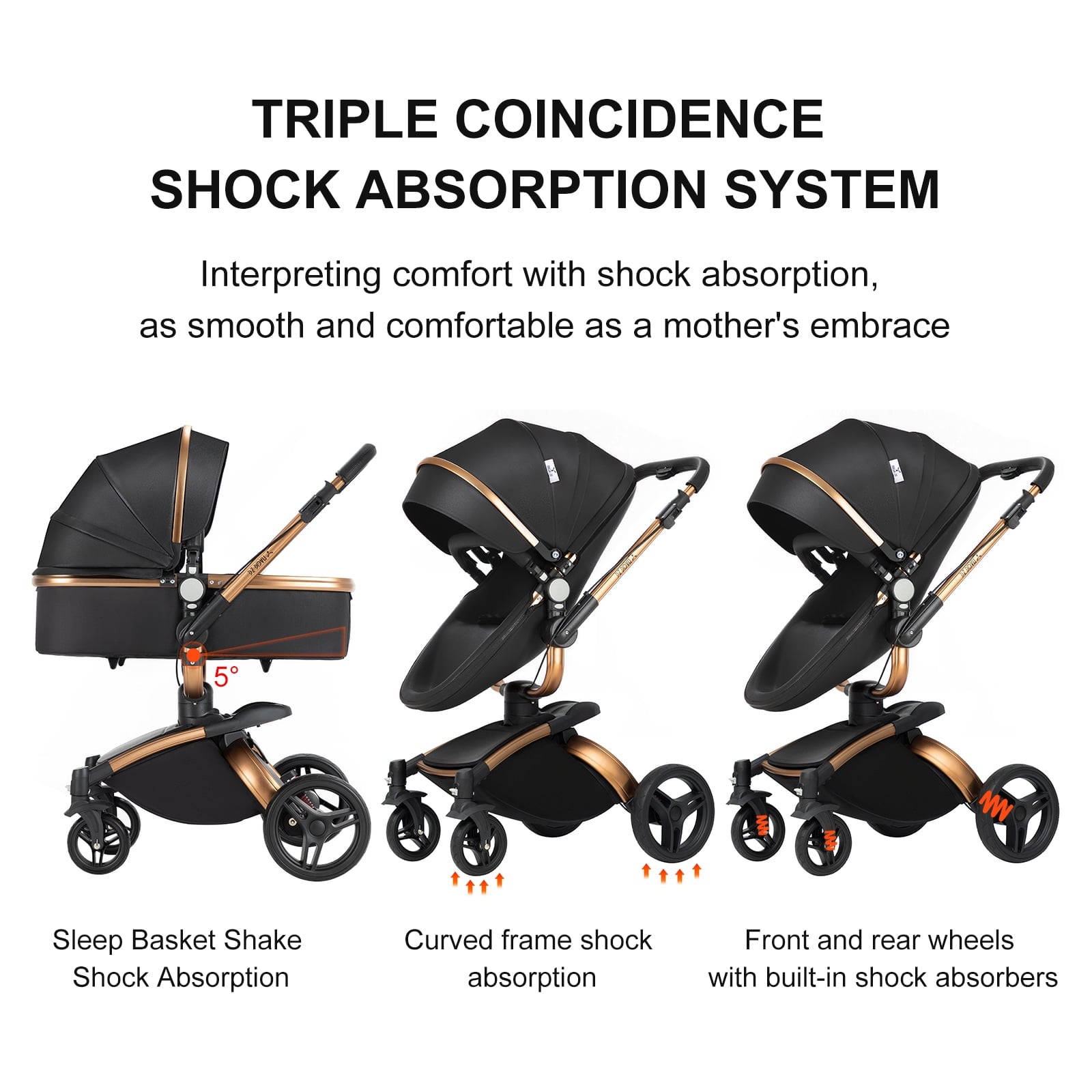 2 in 1 Convertible Baby Stroller ,Reversible Travel Stroller with Foldable Carriage,  Removable Bassinet Pram for Newborns,Infant,Unisex,BLACK