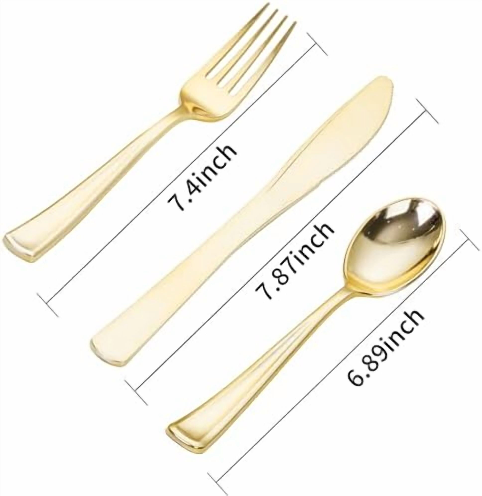 180Pcs Gold Plastic Silverware,Luxury Gold Plastic Cutlery,Heavy duty Golden Disposable Flatware, Utensils Set Disposable Include 60Gold Forks,60Gold Spoons,60Plastic Knives for Party,Wedding