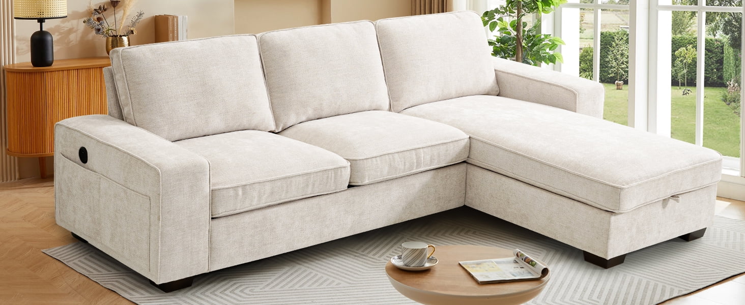 100" Comfy Sofa with Adjustable Headrest for Living Room Couches for small Apartment Furniture