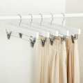 10-Pack Basics White Wooden Pants & Skirt Hangers with Clips, Durable Closet Organizer for Clothes, Pants & Skirts