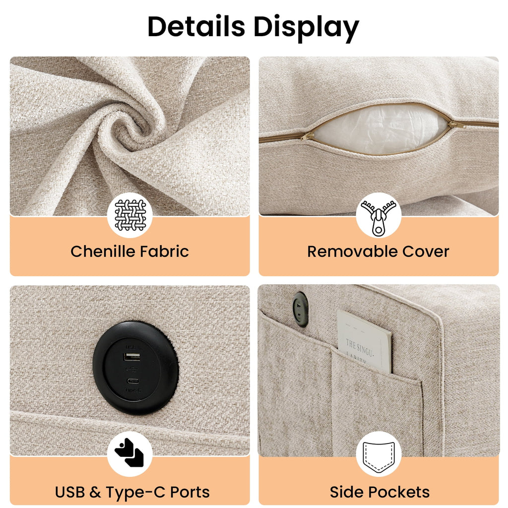 100" Comfy Sofa with Adjustable Headrest for Living Room Couches for small Apartment Furniture