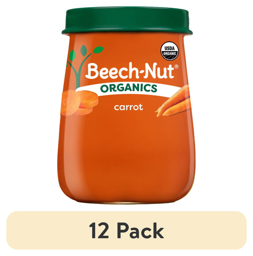 (12 pack) Beech-Nut Organics Stage 1 Organic Baby Food, Carrots, 4 oz Jar