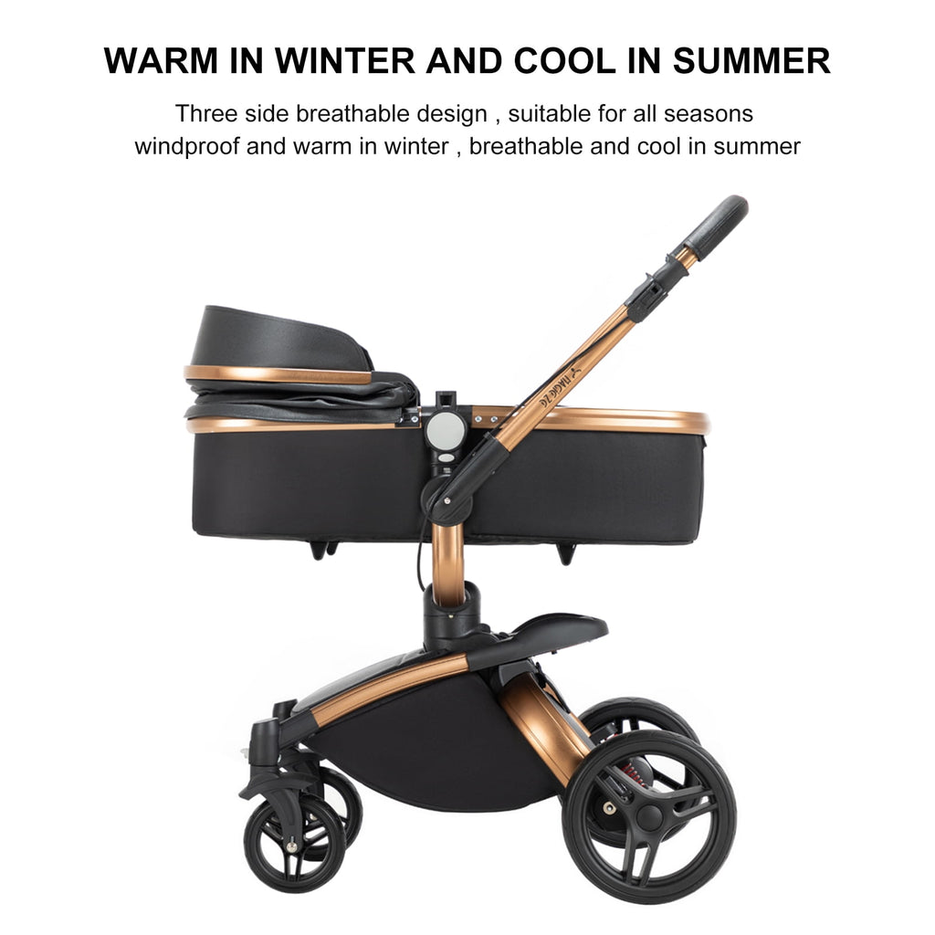 2 in 1 Convertible Baby Stroller ,Reversible Travel Stroller with Foldable Carriage,  Removable Bassinet Pram for Newborns,Infant,Unisex,BLACK