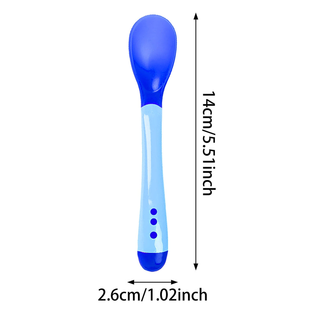 2pcs Baby Temperature Sensing Tableware Plastic Material Suitable for Feeding Easy to Use and Clean Ergonomic Handle
