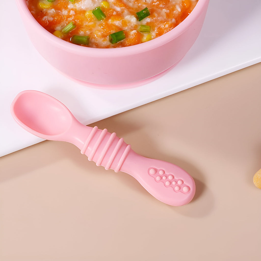 ACDANC 1Set Baby Spoon Food Grade Non-Deformable Silicone Toddler Feeding Training Spoon Utensils for Kids Spoons