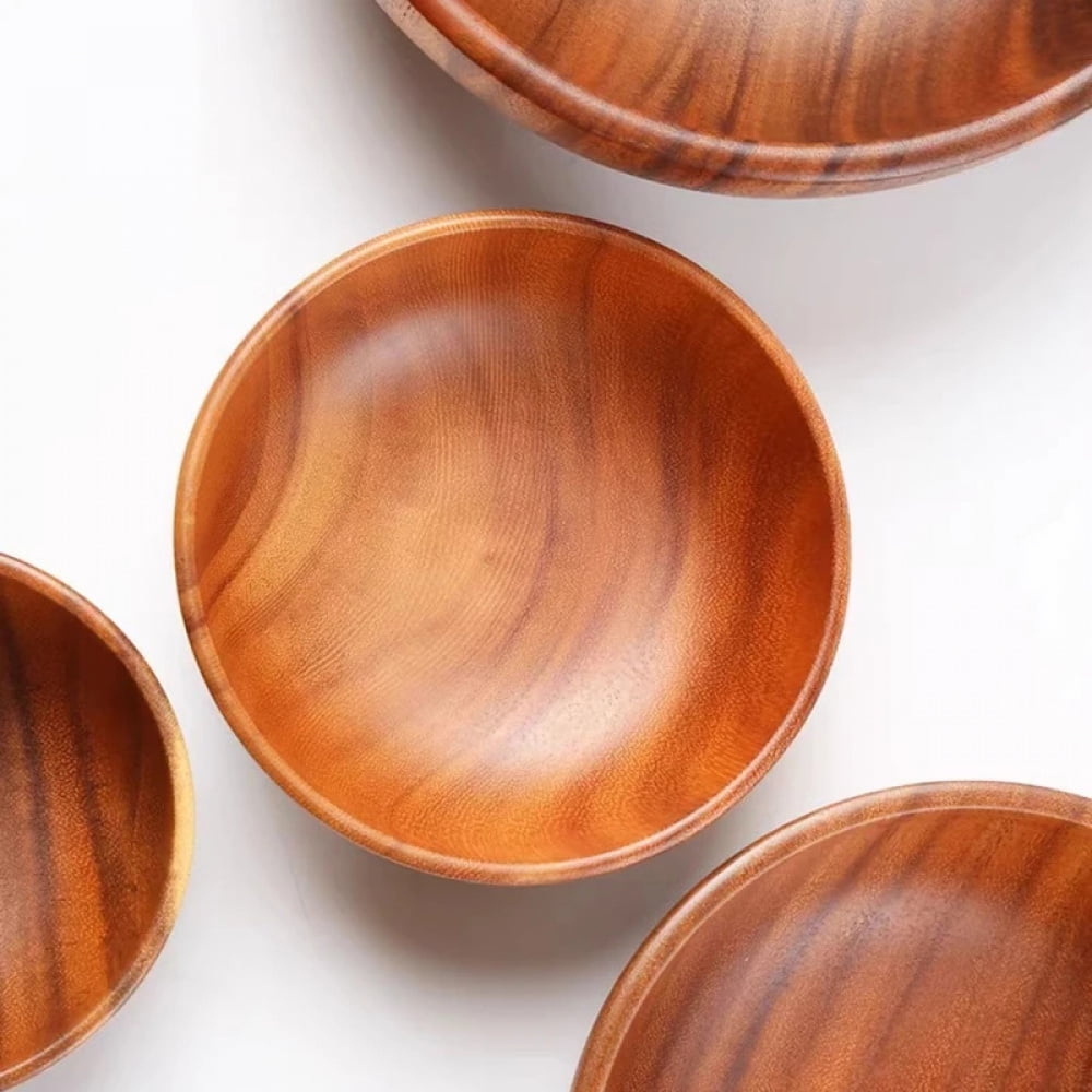 Acacia Wooden Fruit Salad Bowl, Japanese Style Rice Bowl, Single Wooden Ramadan Tableware, Utensils for Kitchen, Wood Soup Bowls