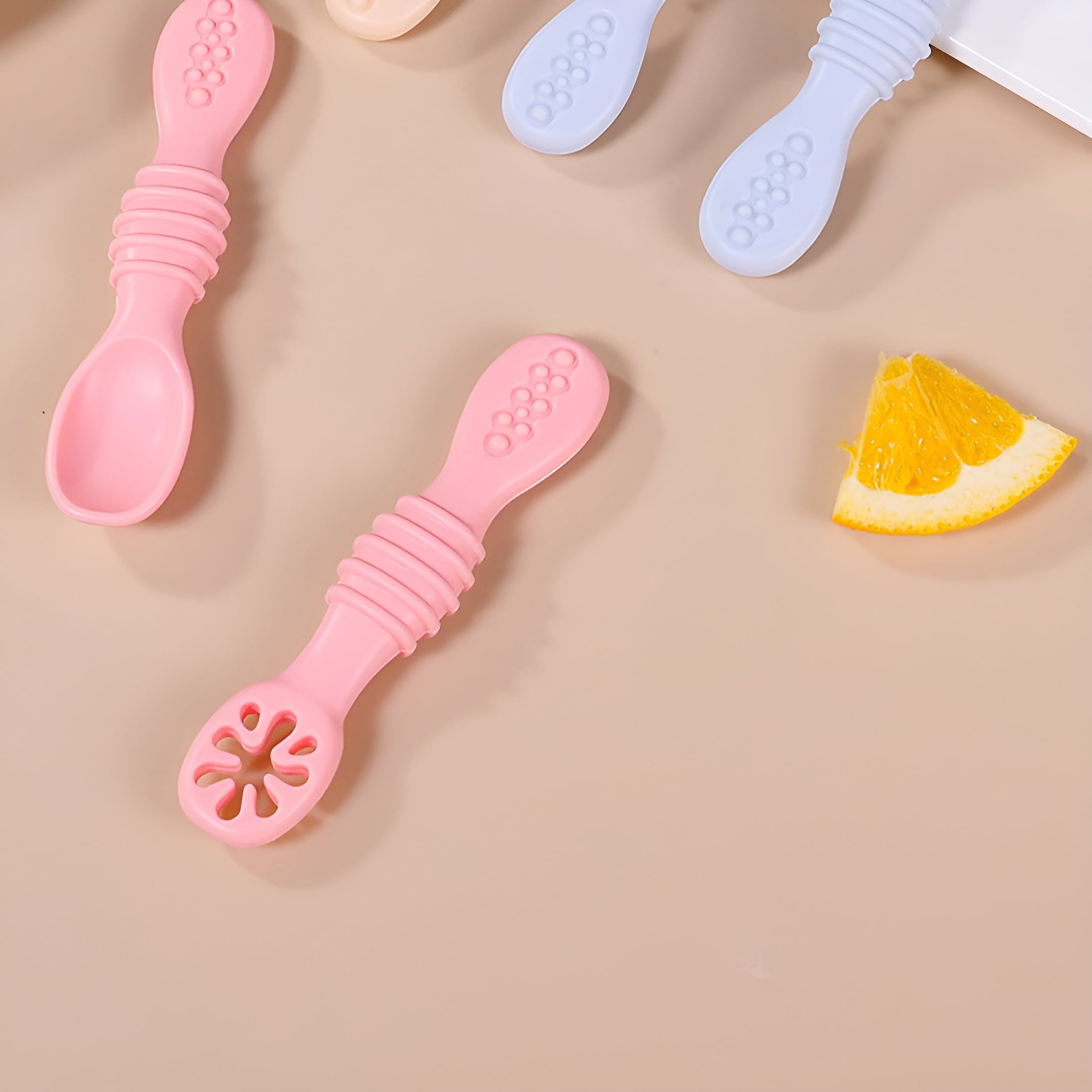 ACDANC 1Set Baby Spoon Food Grade Non-Deformable Silicone Toddler Feeding Training Spoon Utensils for Kids Spoons