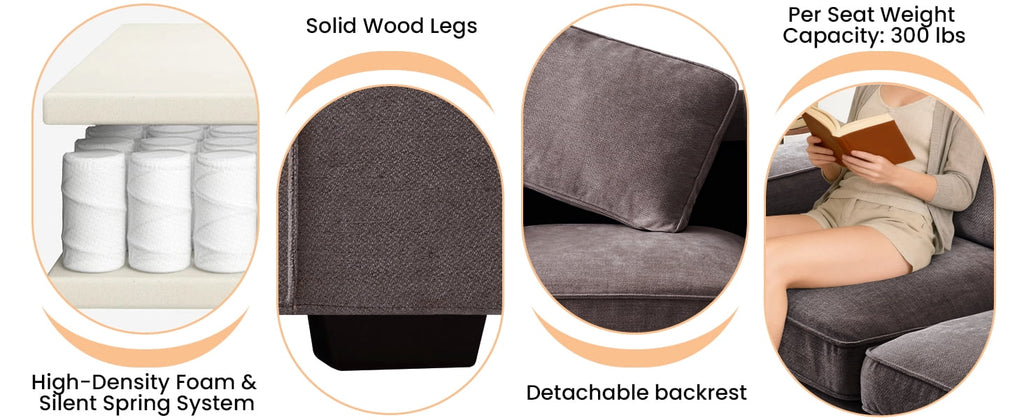 71.25" Comfy Sofa with Adjustable Headrest for Living Room Couches for small Apartment Furniture