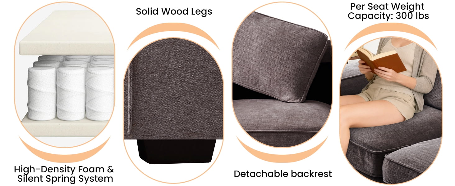 71.25" Comfy Sofa with Adjustable Headrest for Living Room Couches for small Apartment Furniture