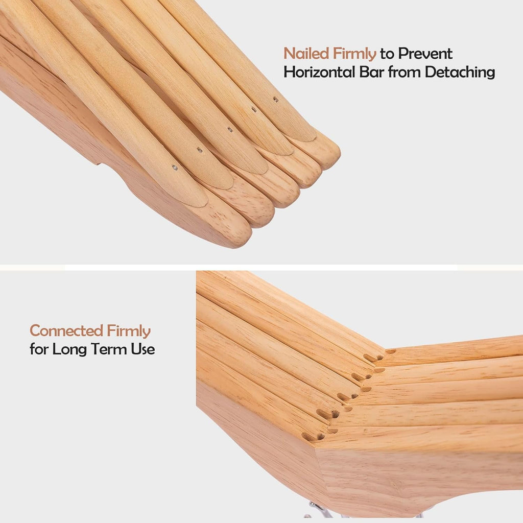20-Pack Natural Wooden Suit Hangers, Solid Wood with Chrome Swivel Hook, Extra Smooth Finish & Notched Design for Shirts, Coats, Jackets & Dresses