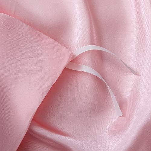 5 Pieces Satin Duvet Cover Full/Queen Size Set, Luxury Silky Like Blush Pink Duvet Cover Bedding Set with Zipper Closure, 1 Duvet Cover + 4 Pillow Cases (No Comforter)