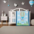 3 pieces blue ballon crib bedding set
