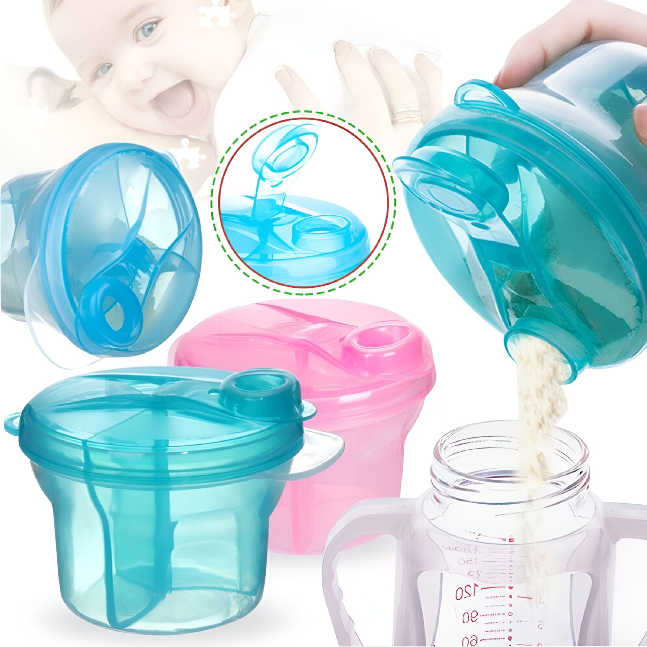 ACDANC 3 Doses Formula Container of Baby Milk Powder Dispenser Hot Pot Storage