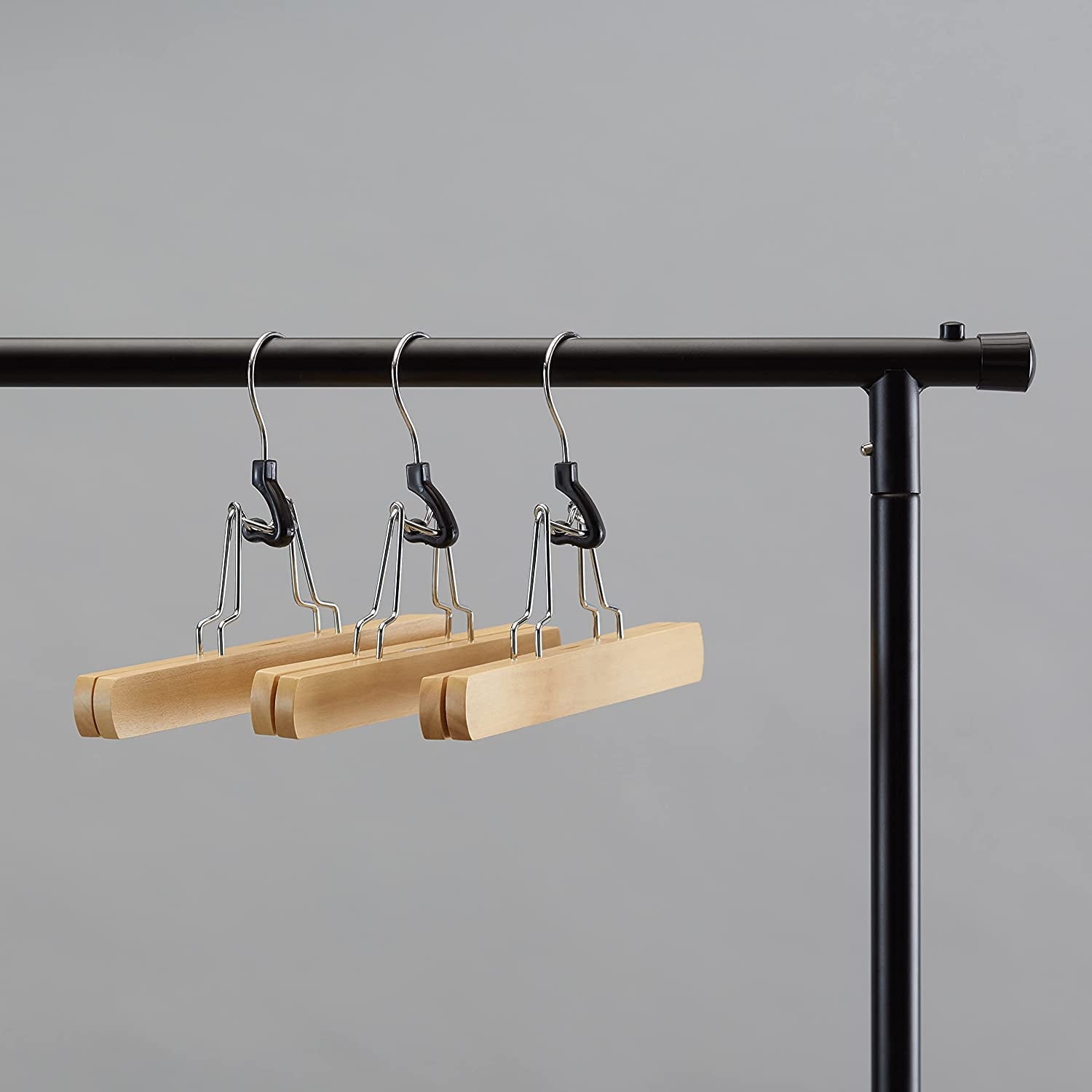 10-Pack Natural Wooden Pants Hangers, Basics Sturdy Trousers Hangers for Closet, Durable Wooden Hangers for Home Closet Storage