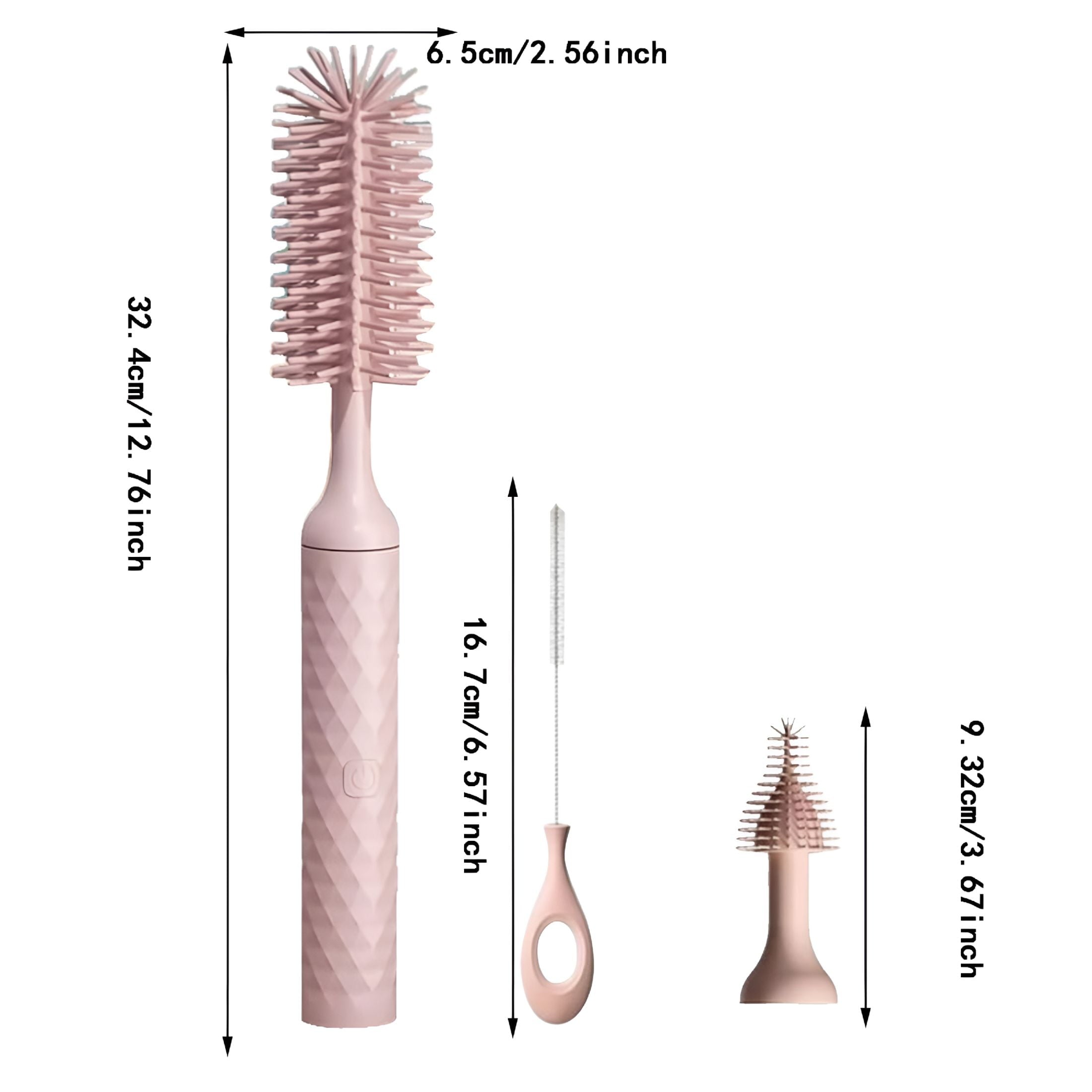 ACDANC Baby Bottle Brush Baby Bottle Cleaning Brush Set Rechargeable 360° Silicone Baby Bottle And Nipple Brush Cleaner Shower Mop Foam Glass Stainless Steel Scrub Holder Brush Cleaning Mat