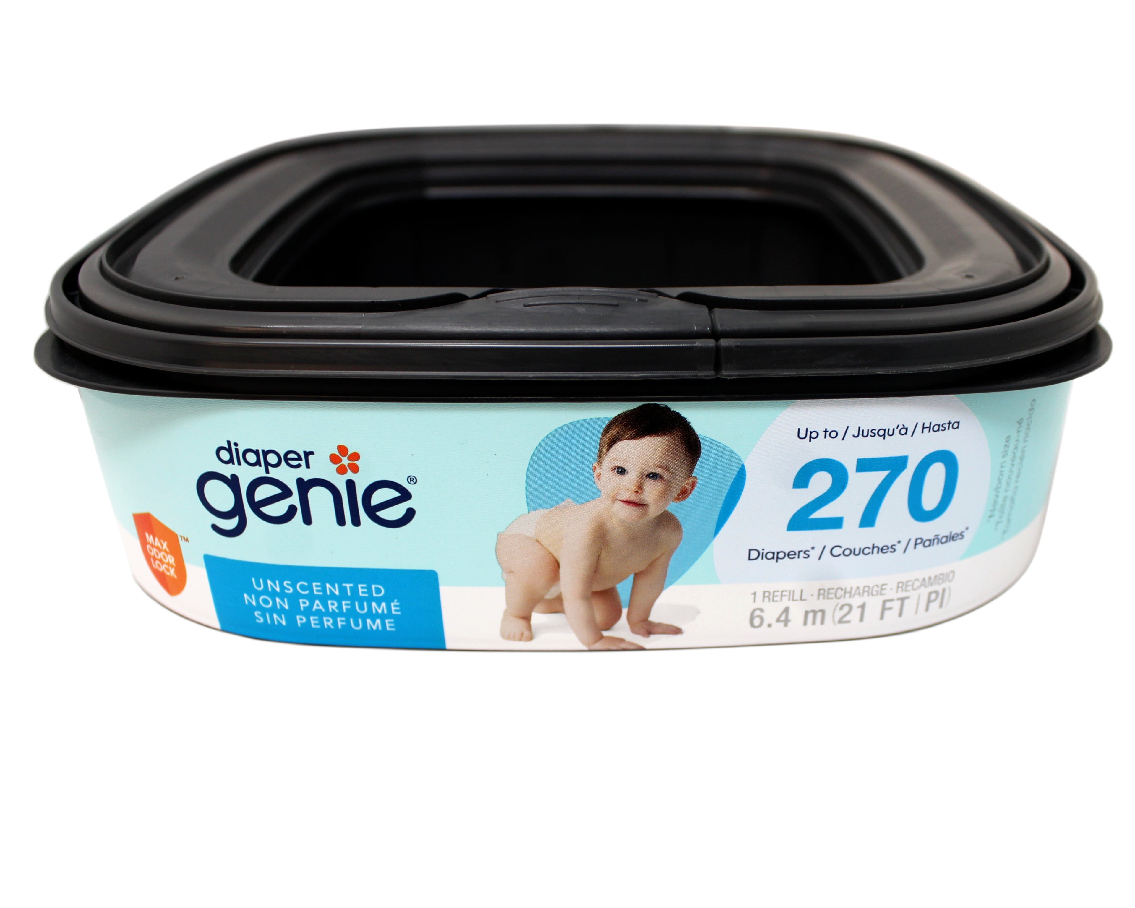 2 Pack - Diaper Genie Square Refill, can Hold up to 270 Newborn-Sized Diapers, Max Hold, Unscented