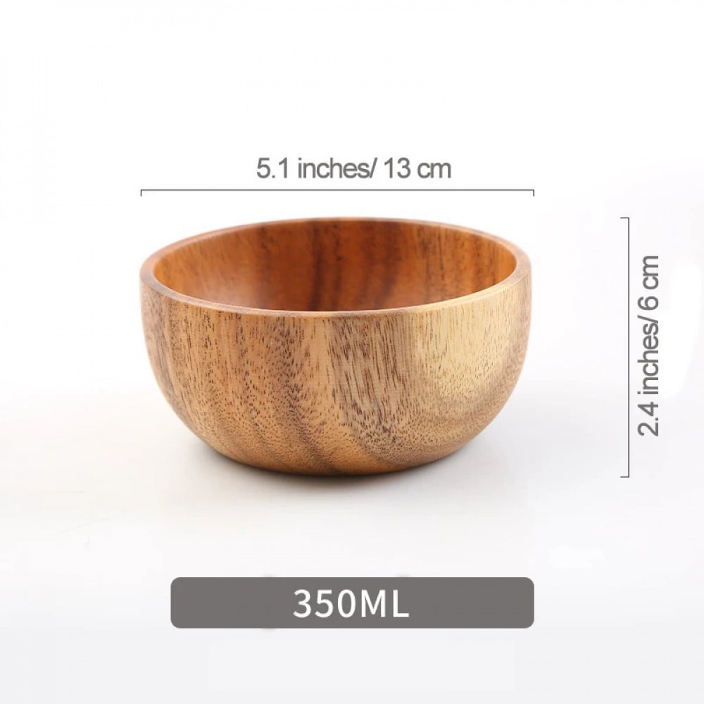 Acacia Wooden Fruit Salad Bowl, Japanese Style Rice Bowl, Single Wooden Ramadan Tableware, Utensils for Kitchen, Wood Soup Bowls