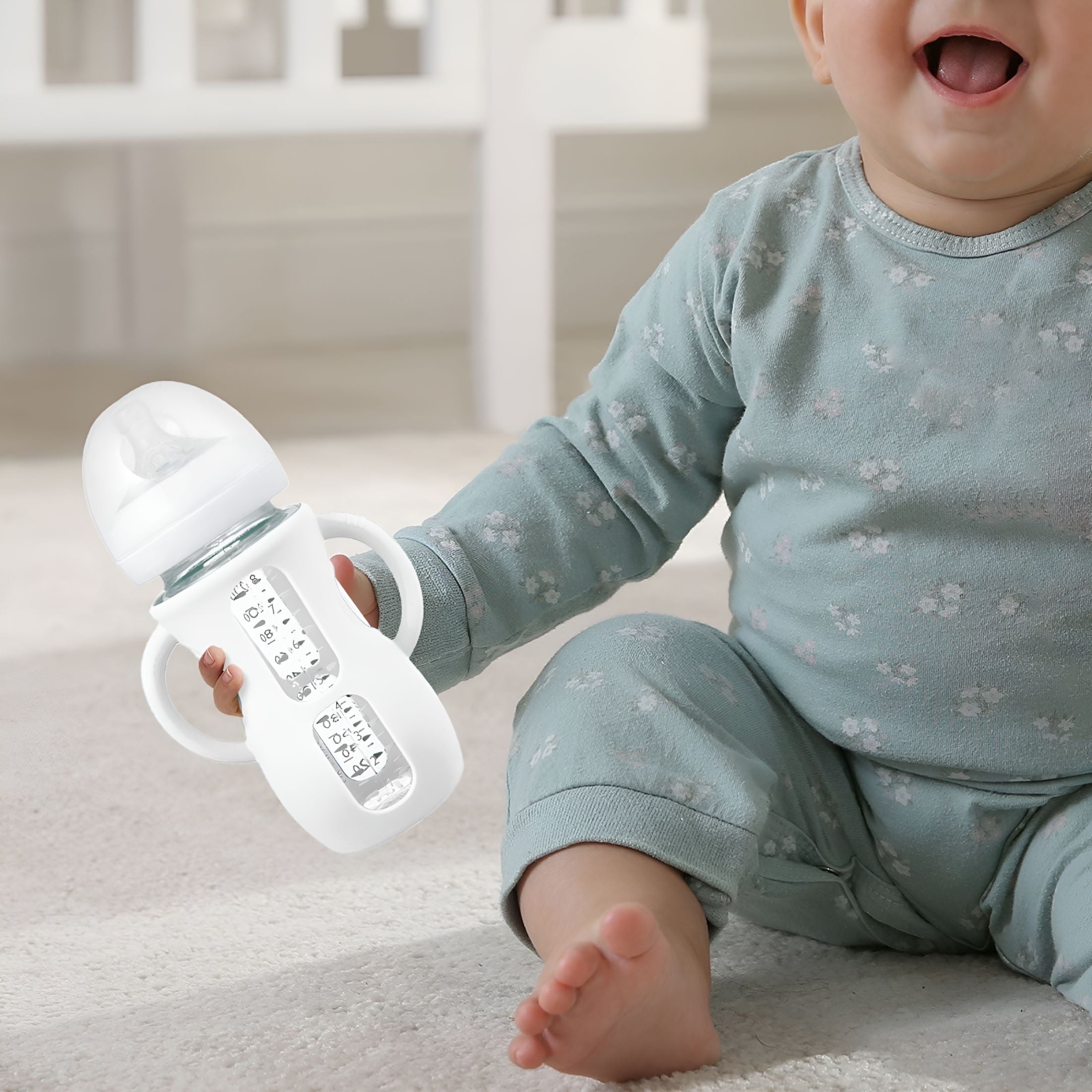 ACDANC 240ml Silicone Sleeve With Handles for Glass Baby Bottle, Anti-Breakage Holder for Baby Bottles