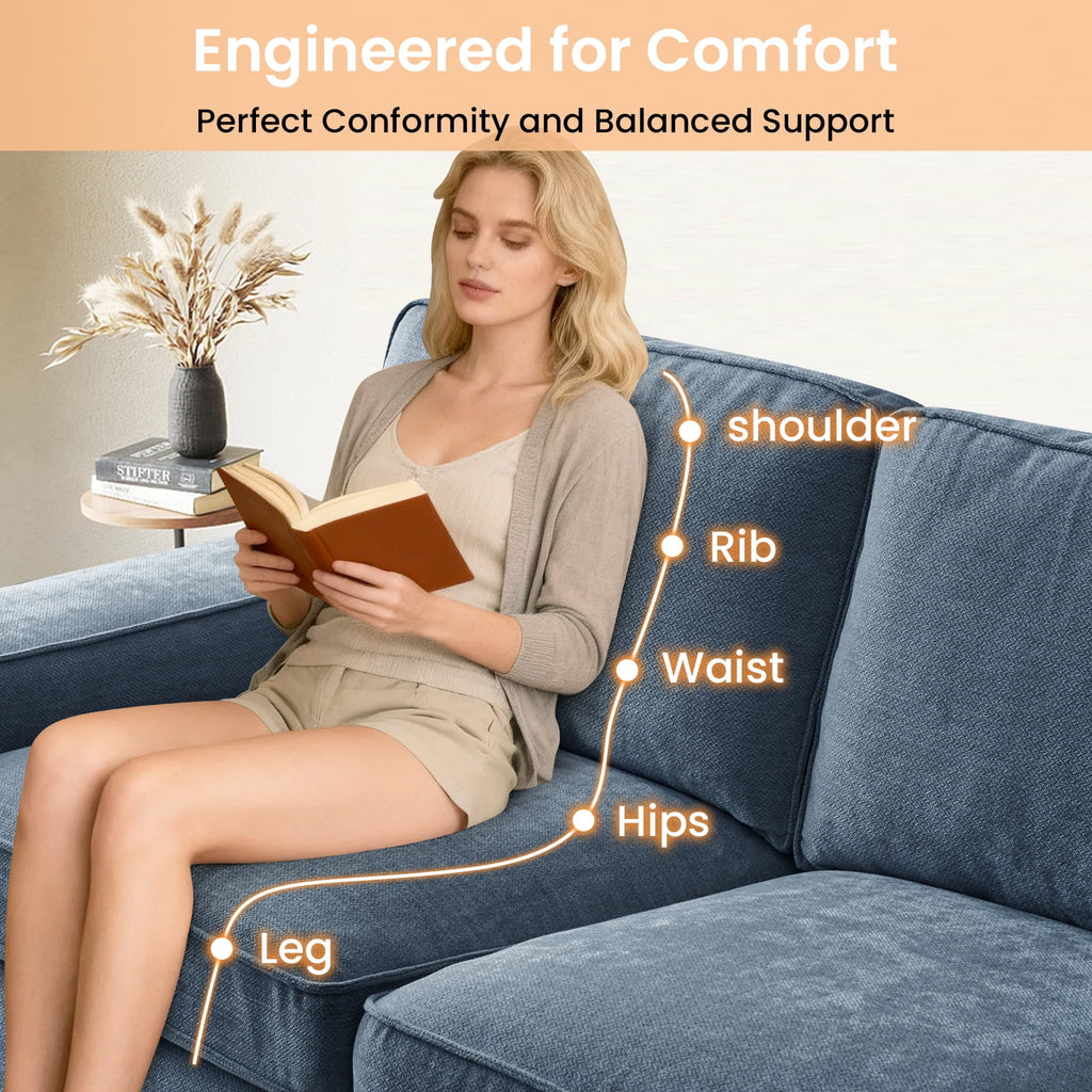 88.58" Comfy Sofa with Adjustable Headrest for Living Room Couches for small Apartment Furniture