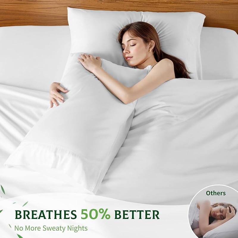 100% Viscose Derived from Bamboo_, Extra Deep Pocket up to 18"-24",Ultra Soft & Cooling Sheets for Hot Sleepers, Hotel Luxury Silky Bed Sheets (Beige,Queen)-wpp