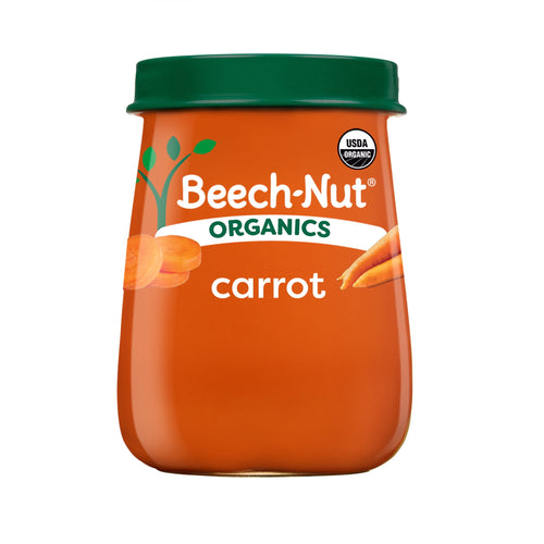(12 pack) Beech-Nut Organics Stage 1 Organic Baby Food, Carrots, 4 oz Jar
