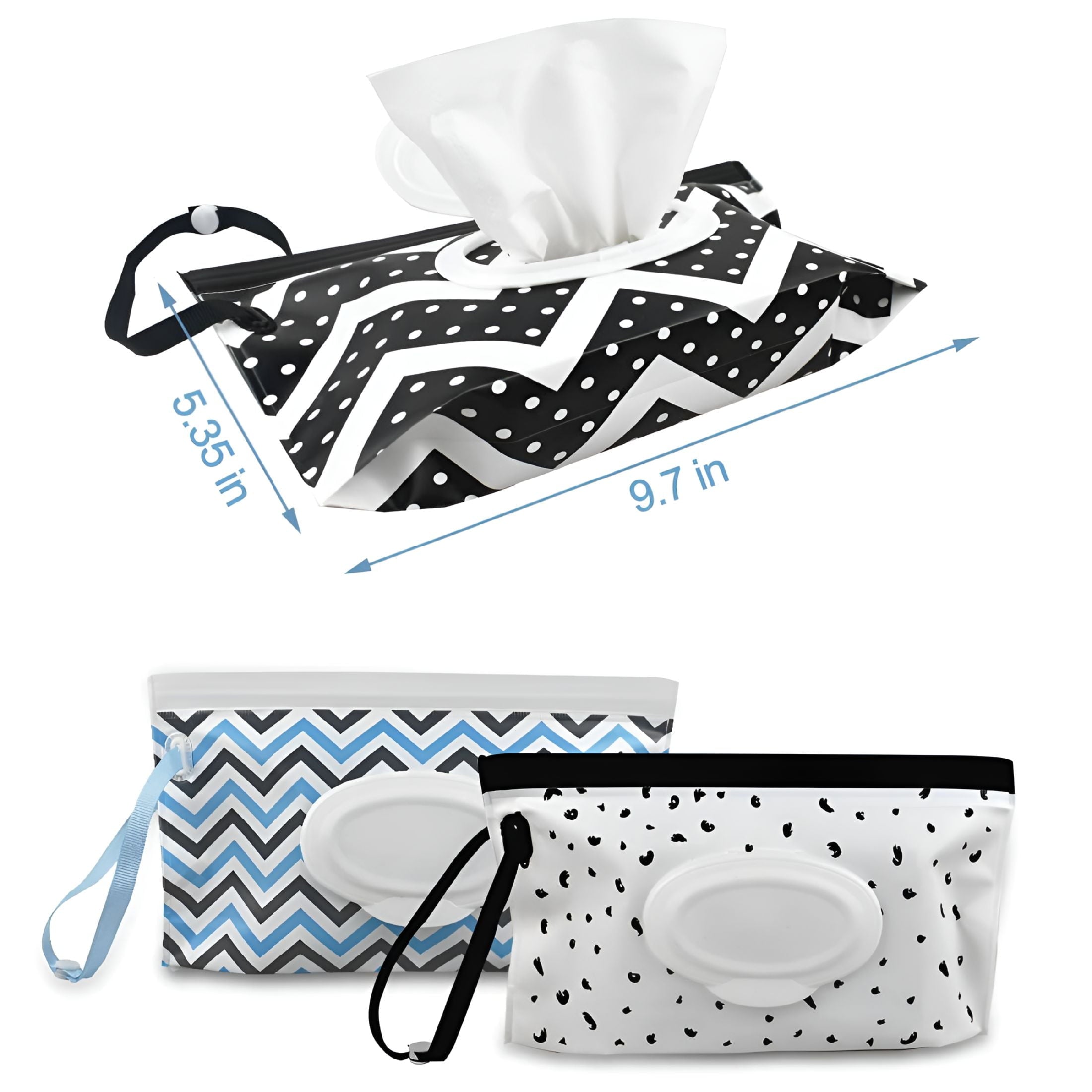 ACDANC 3Pcs Baby Wipes Dispenser Portable Wet Wipe Dispenser Bag Reusable Travel Baby Wipes Container Refillable Wet Wipe Carrying Case Holder for Diaper Bag Lightweight Travel Wipes Dispenser Cases