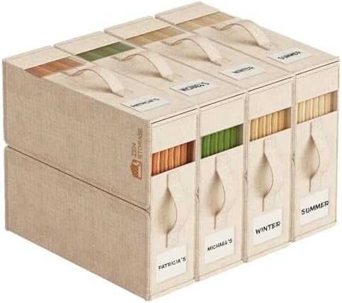 4Pack Sheet Organizers for Linen Closet - King/Queen Size Bedding Storage Boxes with Clear Window, Foldable & Dustproof Linen Organizer for Blankets & Sheet Sets,Grey