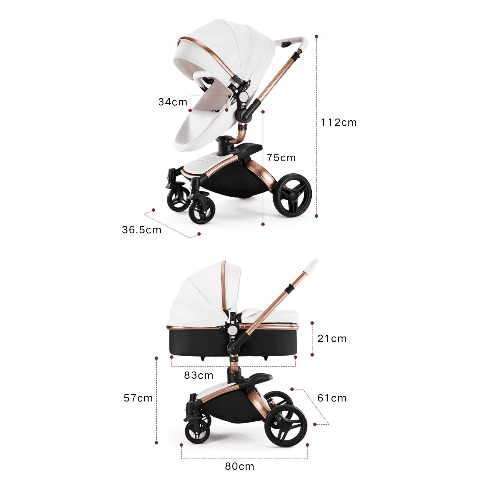 2 in 1 Convertible Baby Stroller ,Reversible Travel Stroller with Foldable Carriage,  Removable Bassinet Pram for Newborns,Infant,Unisex,BLACK