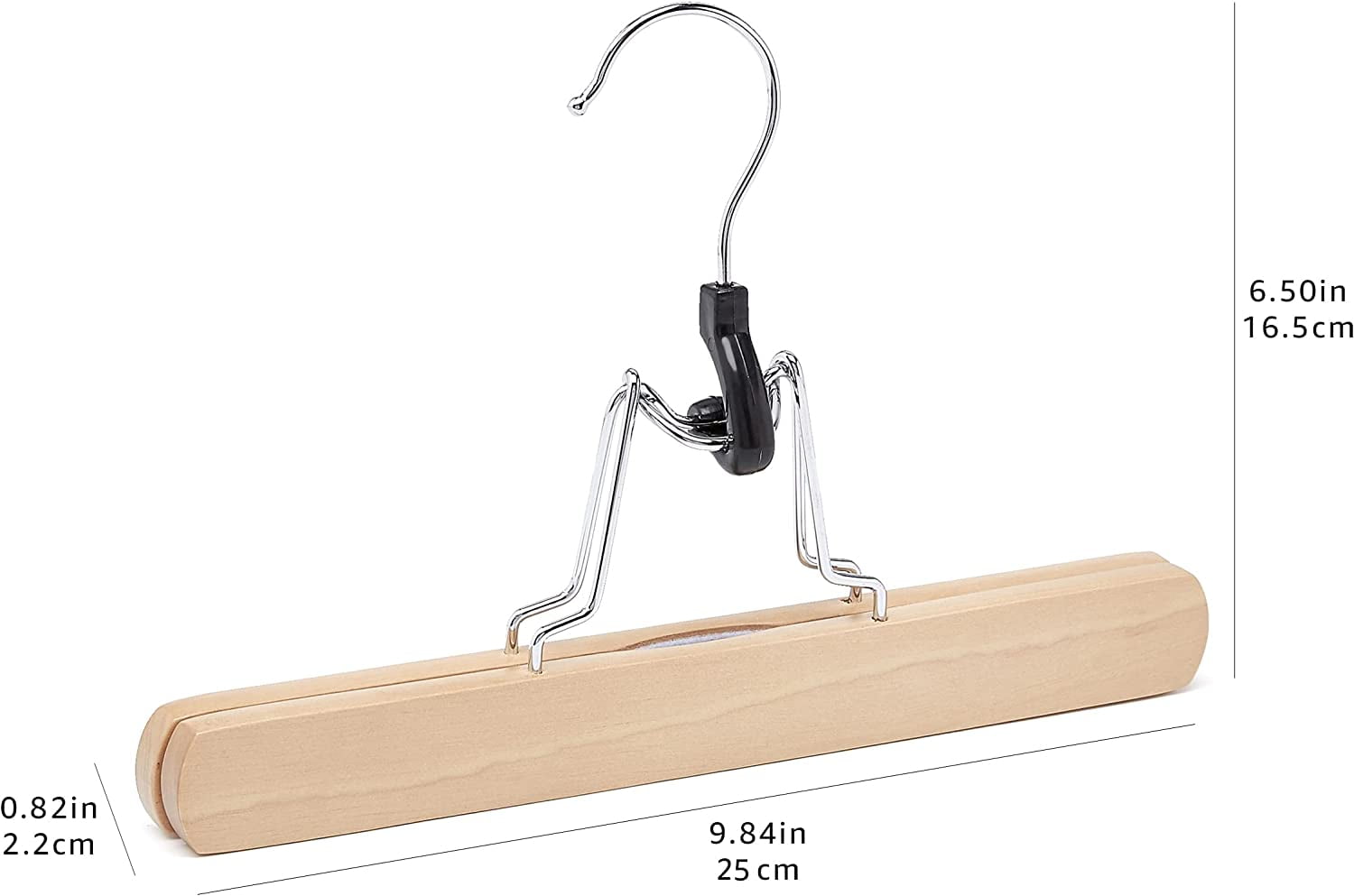 10-Pack Natural Wooden Pants Hangers, Basics Sturdy Trousers Hangers for Closet, Durable Wooden Hangers for Home Closet Storage