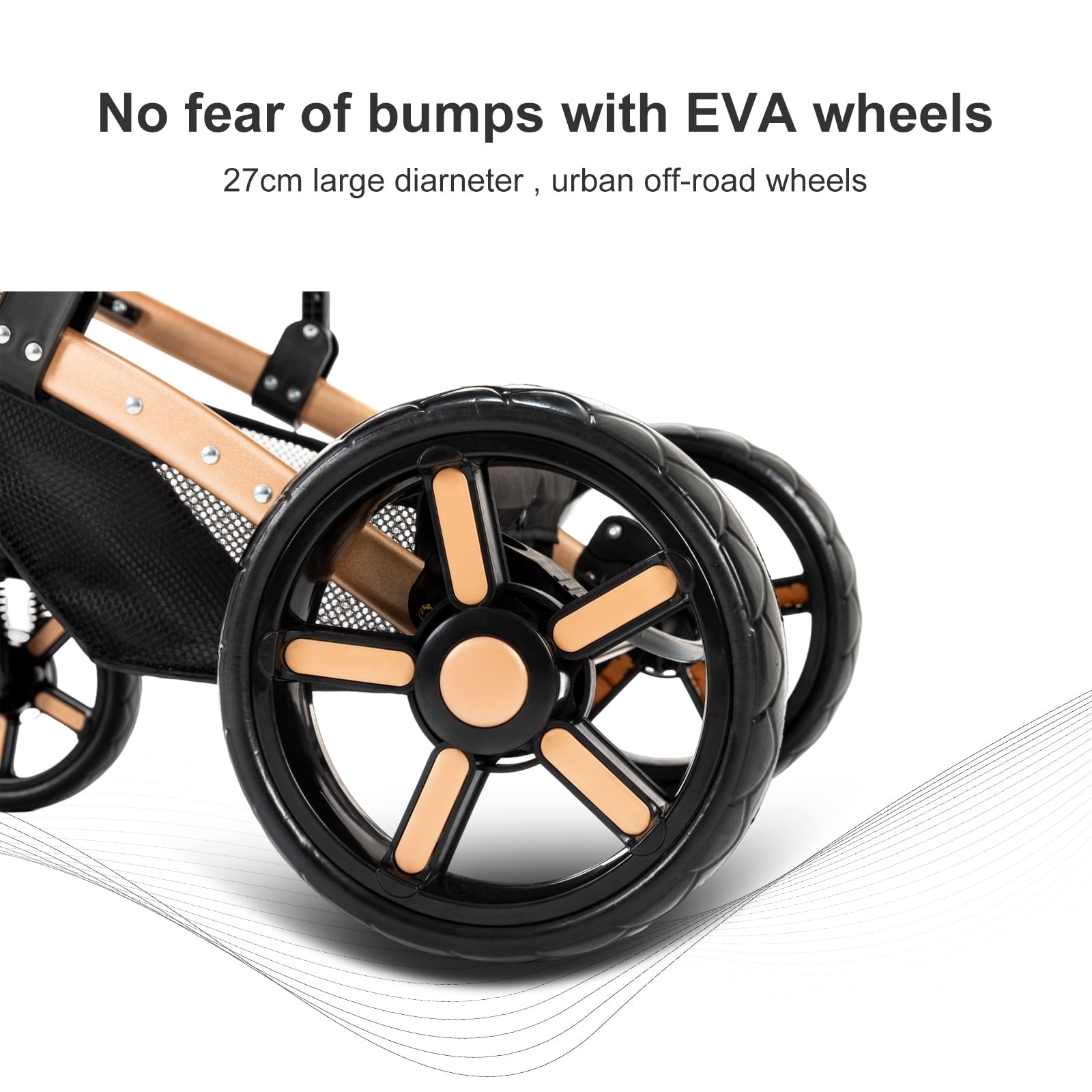 2 in 1 Baby Stroller Portable Infant Stroller with Storage Bag,Cup Holder, for Newborn/Child/Toddler,Unisex,BLACK&GOLD