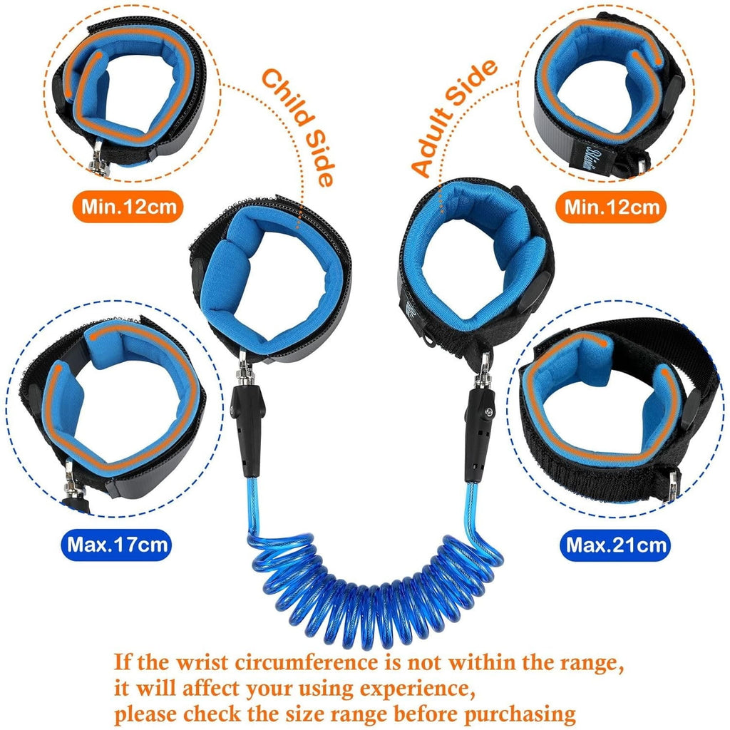 2 Packs Anti Lost Wrist Link Safety Wrist Link for Toddlers,Anti Lost Wrist Link for Kids,Babies & Kids（Orange + Blue）