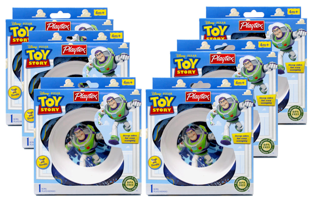 6 Pack - Playtex Toy Story Bowl,Steep sides for easy scooping, BPA Free, Designs May Vary