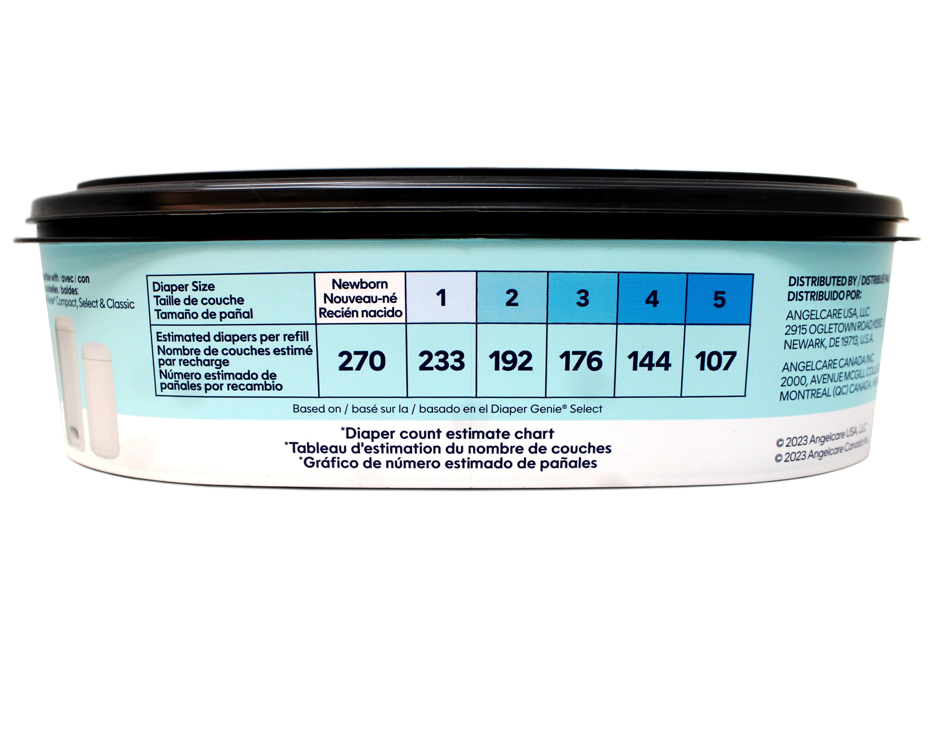 3 Pack - Diaper Genie Square Refill, can Hold up to 270 Newborn-Sized Diapers, Max Hold, Unscented