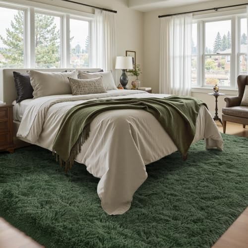 6x9 Ft Large Shag Rugs for Living Room Decor, Tie-Dyed Ultra Soft Fluffy Furry Area Rugs for Bedroom Indoor Floor, Aesthetic Carpet for Kids Home (Dark Grey)