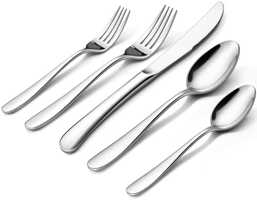 65 Piece Heavy Duty Silverware Set with Serving Pieces, Stainless Steel Cutlery Flatware Set for 12
