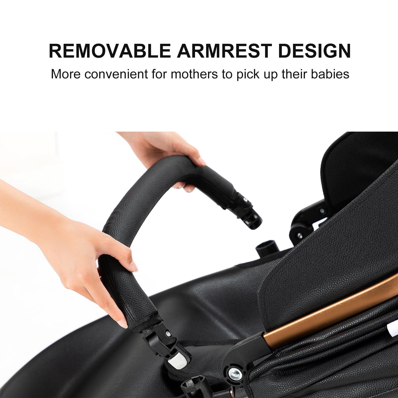 2 in 1 Convertible Baby Stroller ,Reversible Travel Stroller with Foldable Carriage,  Removable Bassinet Pram for Newborns,Infant,Unisex,BLACK