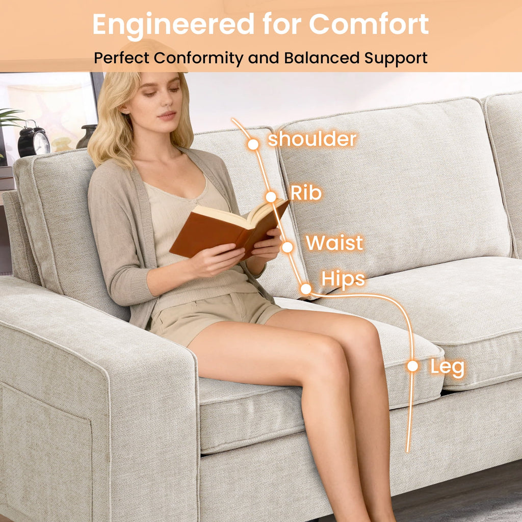 100" Comfy Sofa with Adjustable Headrest for Living Room Couches for small Apartment Furniture