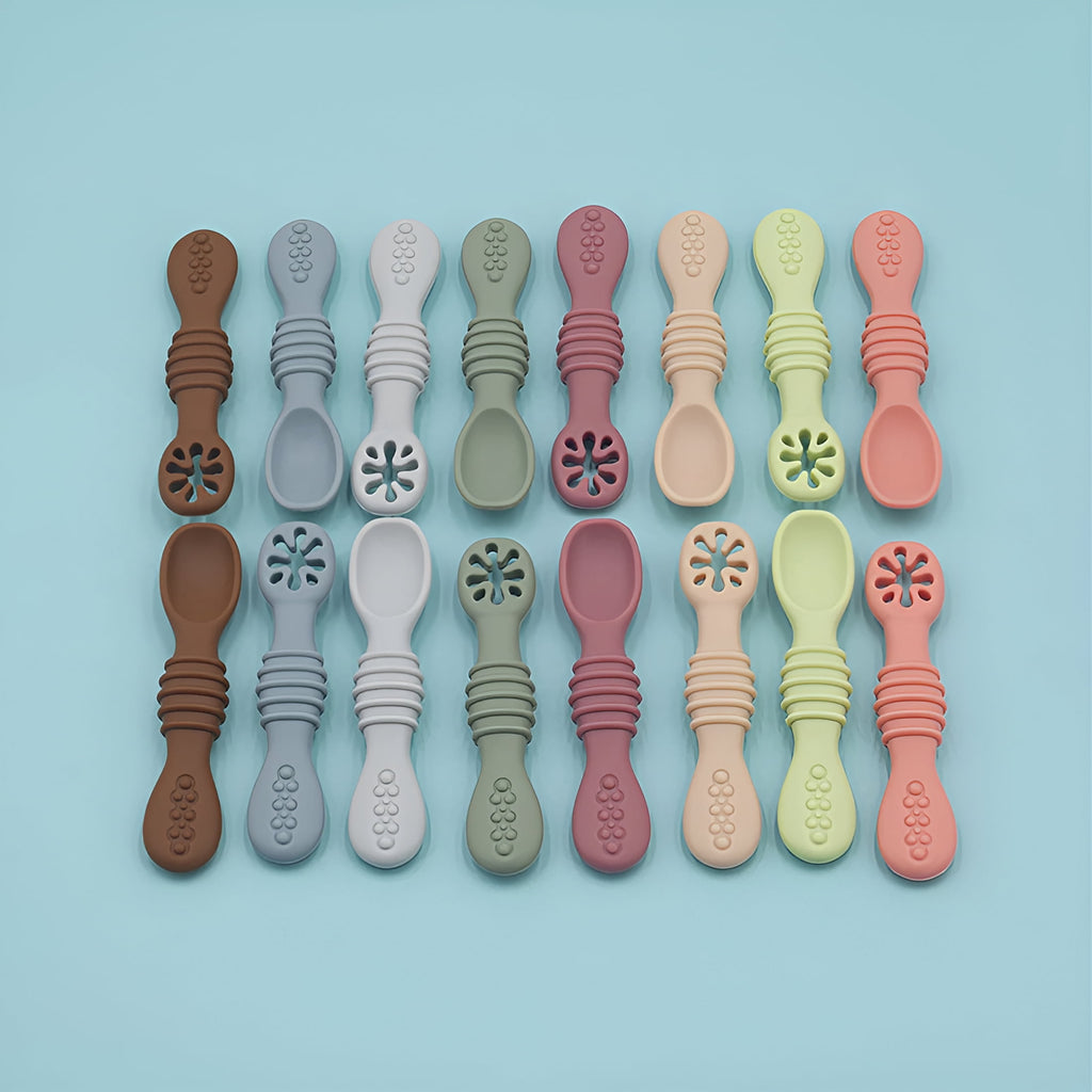 ACDANC 1Set Baby Spoon Food Grade Non-Deformable Silicone Toddler Feeding Training Spoon Utensils for Kids Silicone Baby Spoons