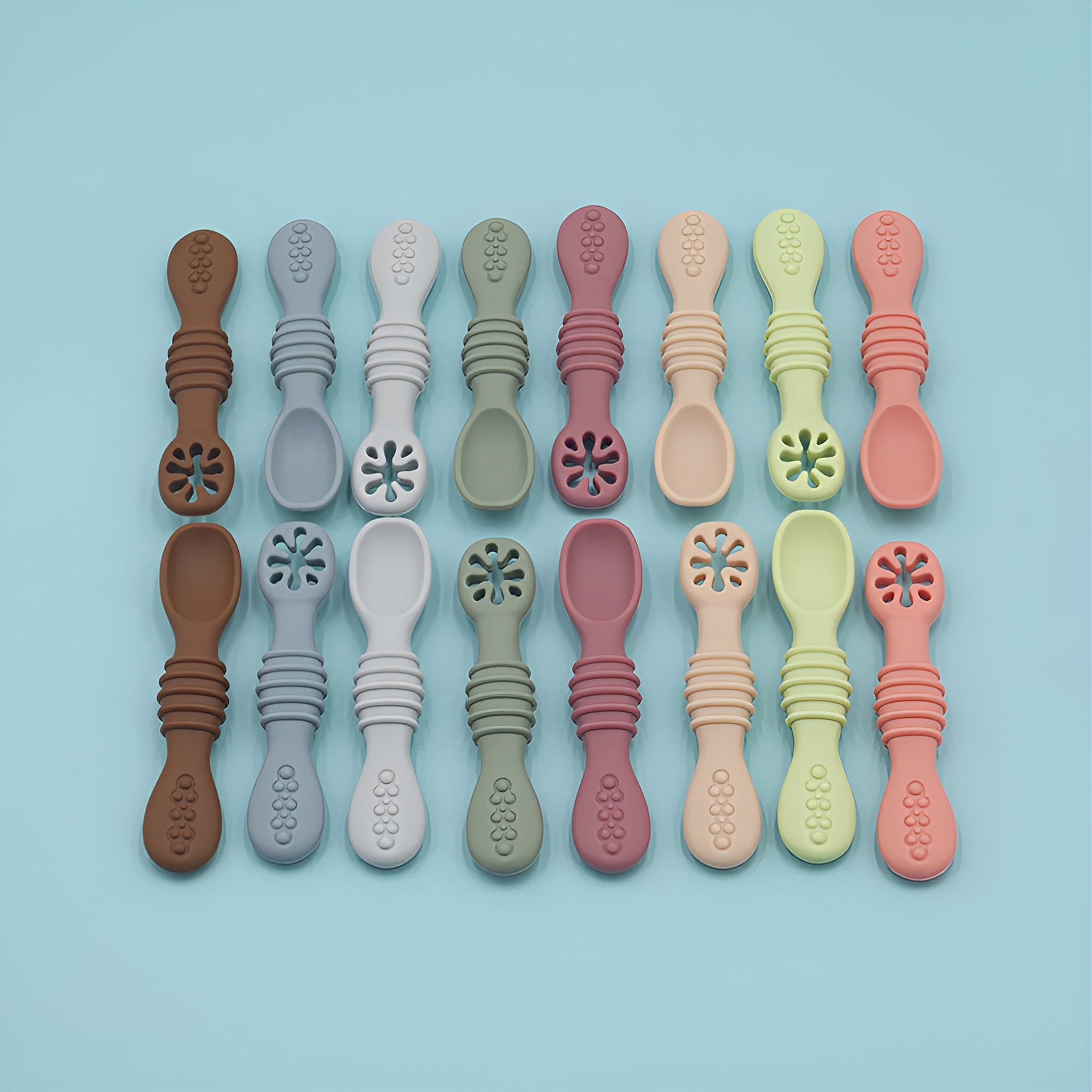 ACDANC 1Set Baby Spoon Food Grade Non-Deformable Silicone Toddler Feeding Training Spoon Utensils for Kids Silicone Baby Spoons