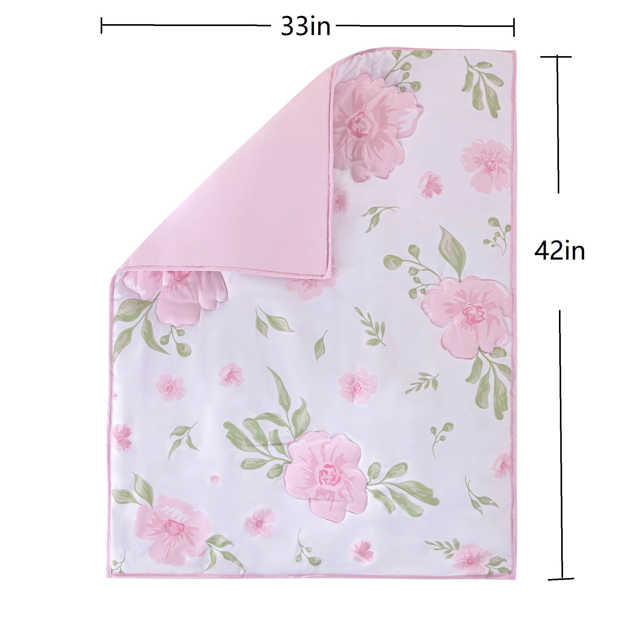 3 pieces pink flowers crib bedding set