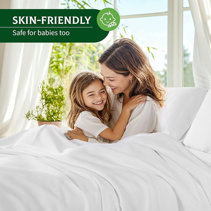 100% Viscose Derived from Bamboo_, Extra Deep Pocket up to 18"-24",Ultra Soft & Cooling Sheets for Hot Sleepers, Hotel Luxury Silky Bed Sheets (Beige,Queen)-wpp