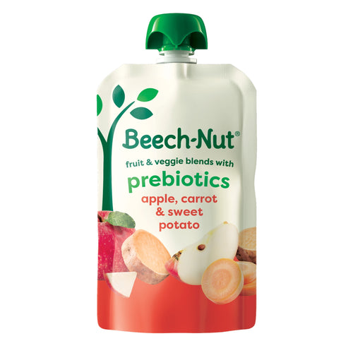 (12 pack) Beech-Nut Prebiotic Fiber Stage 4 Toddler Food, Carrot Apple & Sweet Potato, 3.5 oz Pouch
