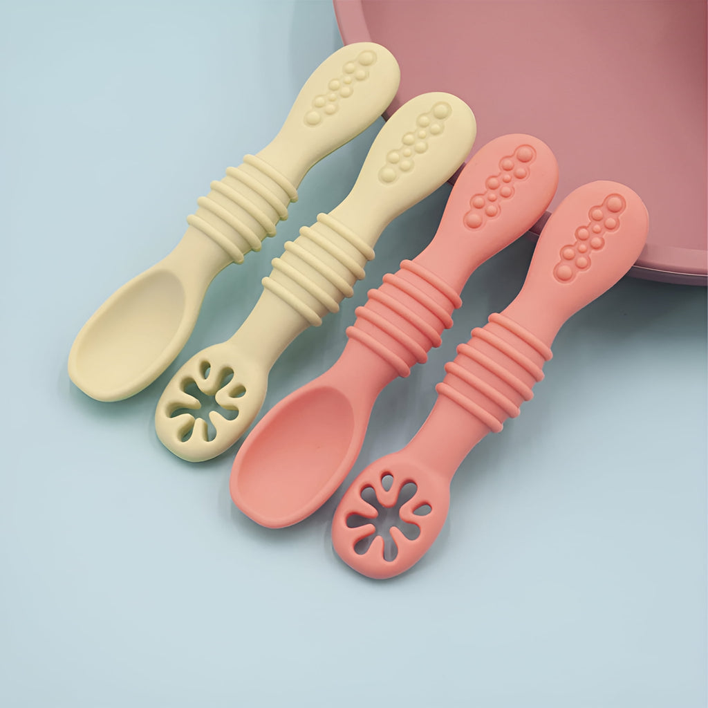 ACDANC 1Set Baby Spoon Food Grade Non-Deformable Silicone Toddler Feeding Training Spoon Utensils for Kids Silicone Baby Spoons