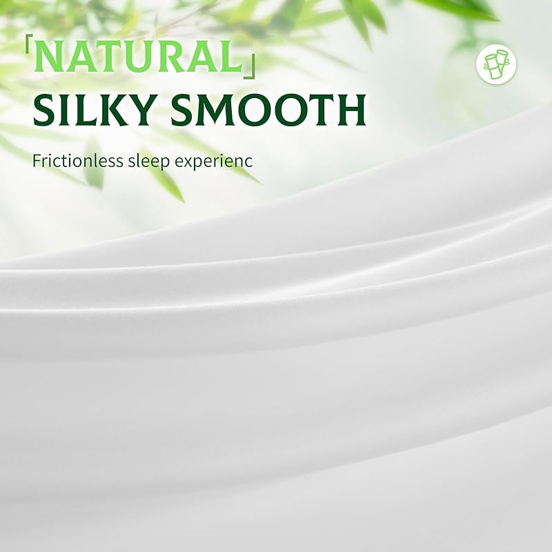 100% Viscose Derived from Bamboo_, Extra Deep Pocket up to 18"-24",Ultra Soft & Cooling Sheets for Hot Sleepers, Hotel Luxury Silky Bed Sheets (Beige,Queen)-wpp