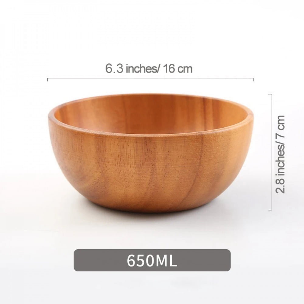 Acacia Wooden Fruit Salad Bowl, Japanese Style Rice Bowl, Single Wooden Ramadan Tableware, Utensils for Kitchen, Wood Soup Bowls